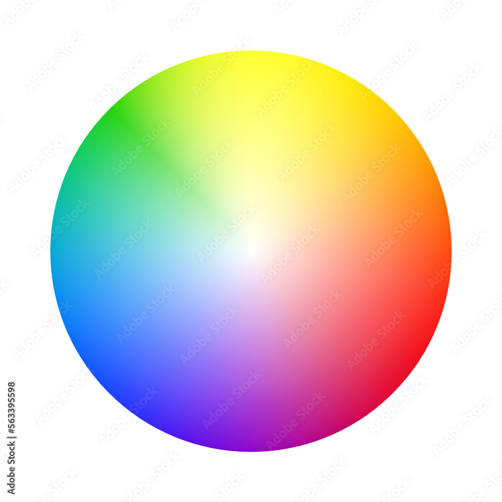Color wheel guide.Bright color wheel chart isolated on white background.