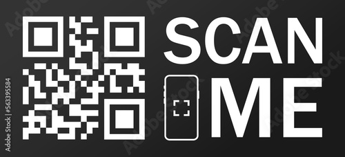 Scan me icon with QR code. QR code for mobile app, payment and identification. Qrcode tempate for mobile app 