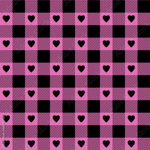  Lumberjack purple and black plaid pattern. Plaid seamless texture.Valentines Day. Modified stripes consisting of crossed horizontal and vertical lines background