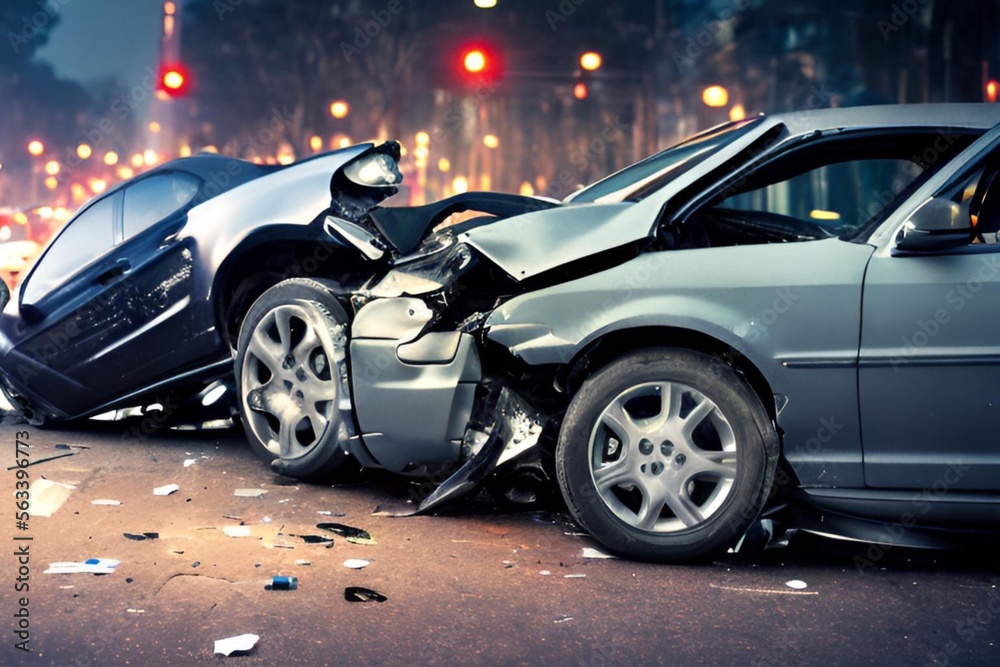 Photo of Cars Involved in a Collision or Crash Stock Photo - Image