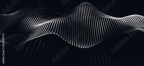 Abstract digital wave of particles. Futuristic point wave. Technology background vector. 3D rendering.