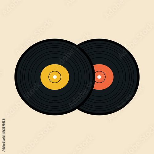 Vinyl record. Vector  record for gramophone. Classic vinyl record for music. Editable isolated object.