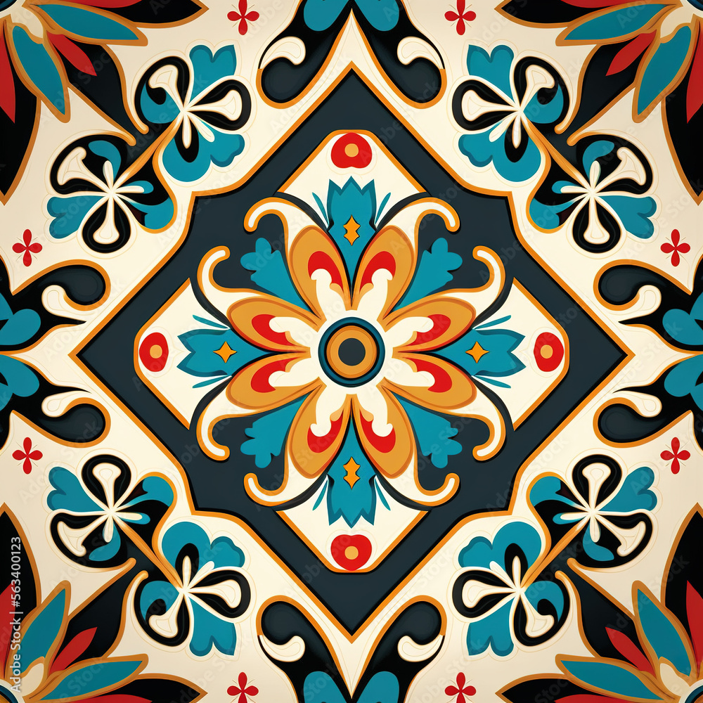 Modern pattern with Kazakh folk ornament - generated by Generative AI Modern pattern with Kazakh folk ornament - generated by Generative AI
