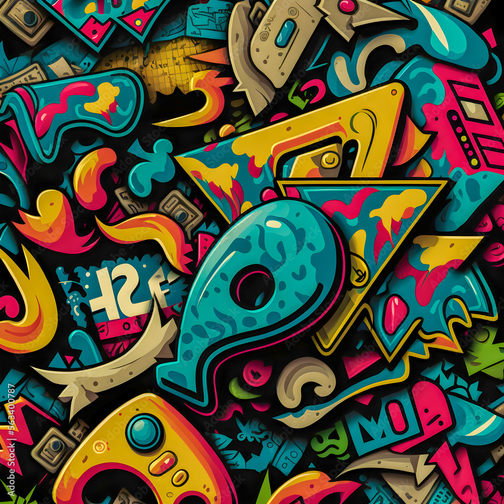 Obraz premium Oldschool graffiti pattern illustration