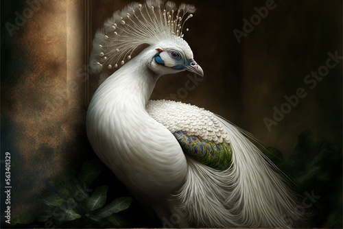 beautiful white peacock in dessert