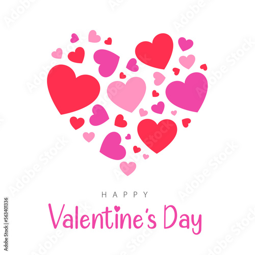 Happy Valentine's Day lettering with colorful hearts. Modern card design. Vector illustration	