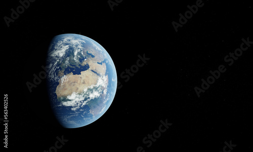 Very Realistic 3d Earth Render with Stars - North Africa