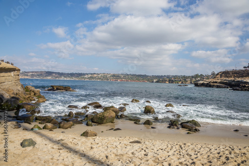 rocks and beach on the la jolla california coast 