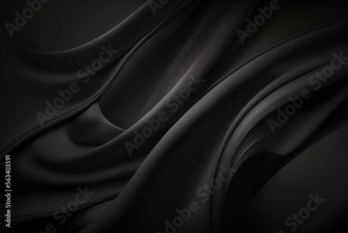 Luxurious Black Silk Satin Background with Soft Folds - Perfect for Text or Design Placement - Web Banner, Flat Lay, Top View