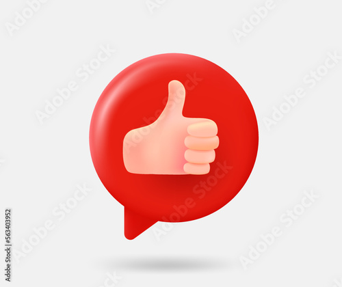 Speech cloud with thumbs up sign. Best choice concept. 3d vector isolated illustration