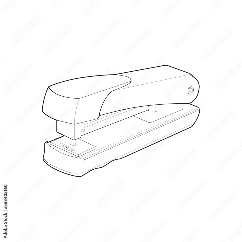 stapler in line art vector style, isolated on white background. stapler in line art vector style for coloring book.