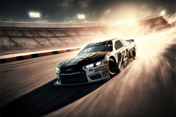 Wandcirkels Auto NASCAR coureurs in felle strijd  © emir