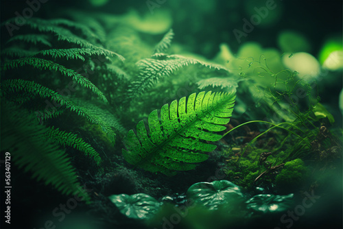 green leafs and forest backgrounds - Created with Generative AI technology  © Rieth