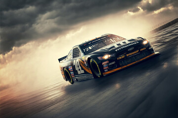 Wandcirkels Auto NASCAR racewagens op snelle baan  © emir