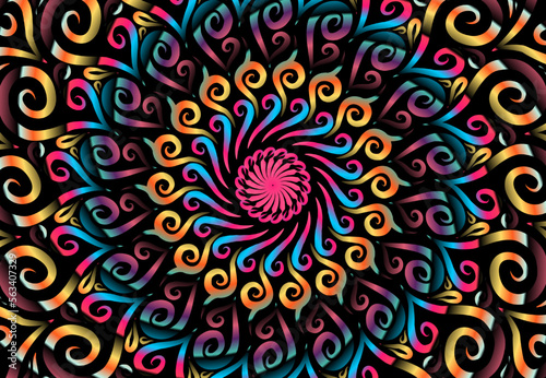 Beautiful colourful gradient line art of indonesian traditional abstract batik dayak ornament for design template elements commercial  ads