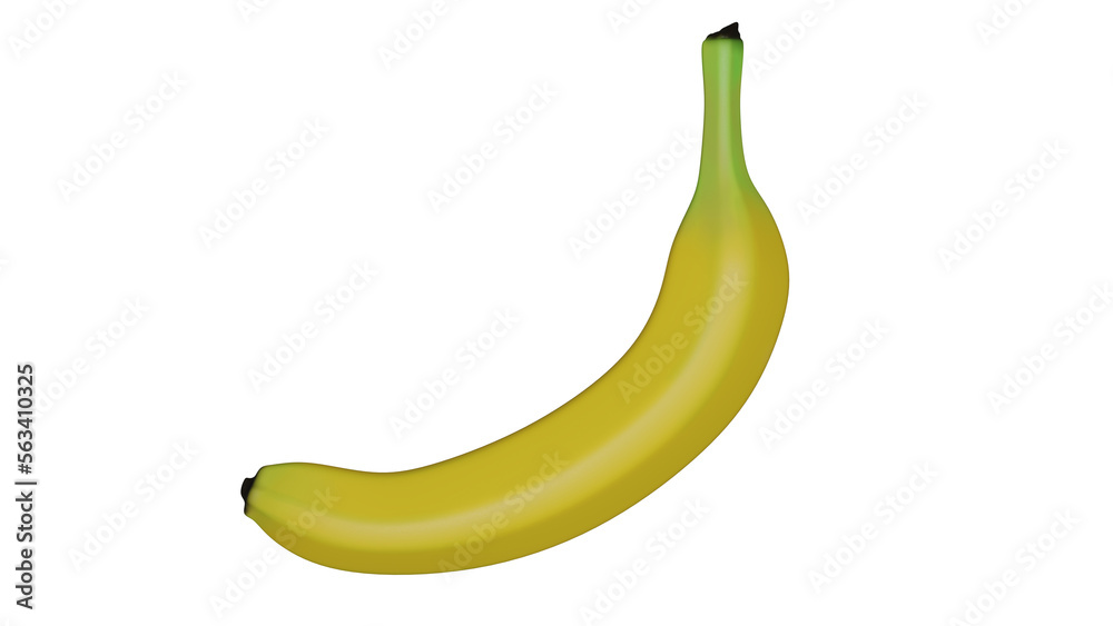 Yellow fresh banana isolated on transparent background. Minimal concept. 3D render Yellow fresh banana isolated on transparent background. Minimal concept. 3D render