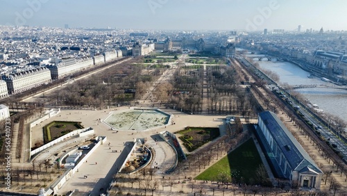 Drone photo Jardin des tuileries Paris France europe