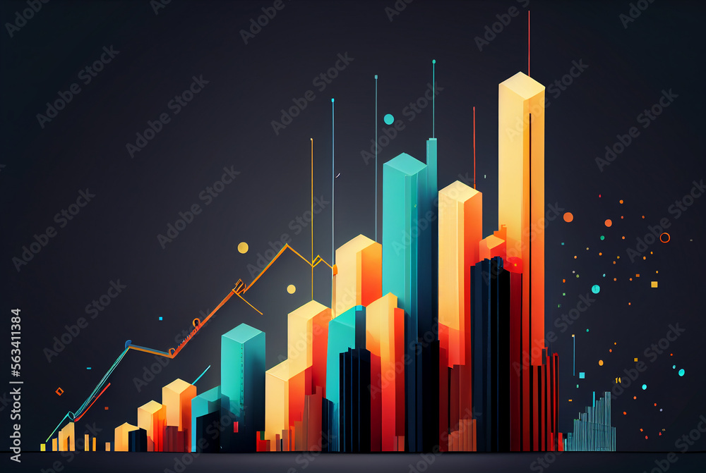 Colorful graph. Business analysis and diagnostic progress graph. 3D Illustration