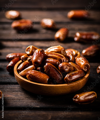 Ripe dates on a plate. 