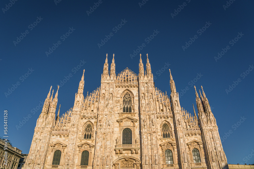 Close up view of the statues and sculptures of Milan Cathedral, Milan, Italy