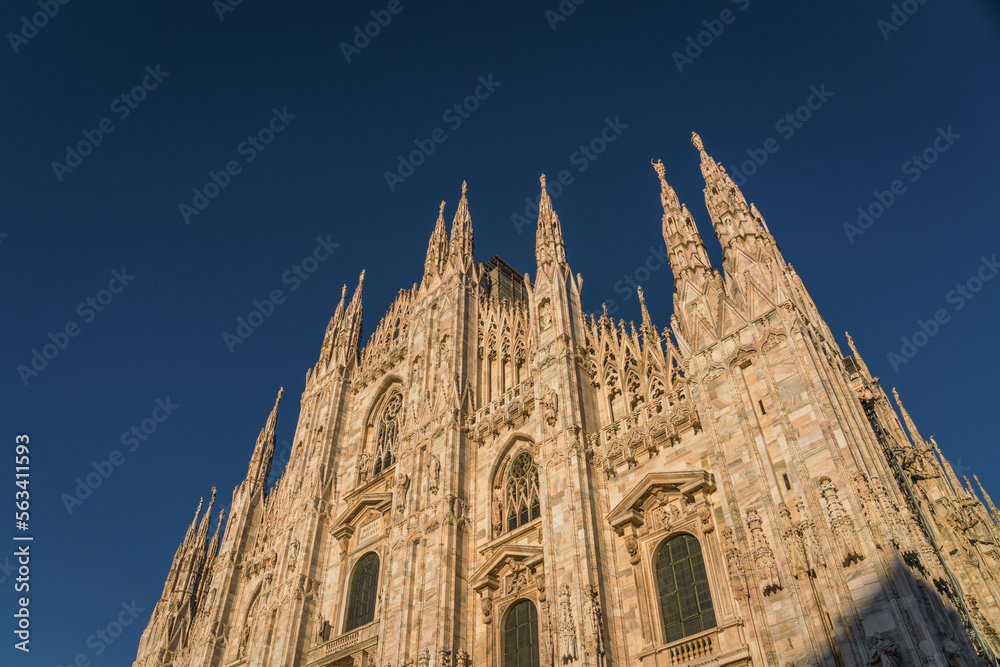 Close up view of the statues and sculptures of Milan Cathedral, Milan, Italy