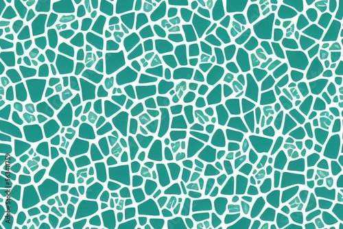 Tileable turquoise and white irregular shaped mosaic pattern. generative AI. 