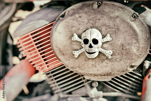 motorcycle, with decoration of a Skull photo