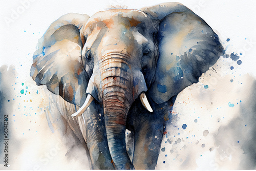  Elefant in Aquarellfarben isoliert auf weißen Hintergrund. Generative Ai