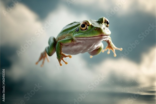 Jumping frog, created with Generative AI technology