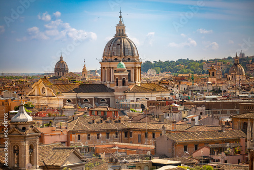 View of the city of Rome from above, from the terrace of the Pincio hill. Italy. © SNAB