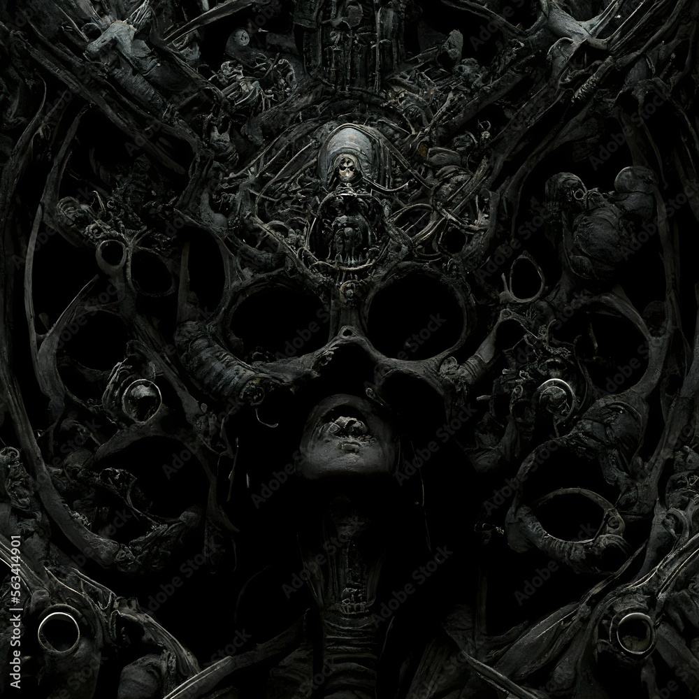 Ultra wide angle environment of a cybernetic deathcore hellscape an ...