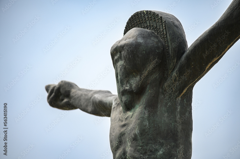 The statue of the Risen Christ in Medjugorje, Bosnia and Herzegovina. 2022/04/17.