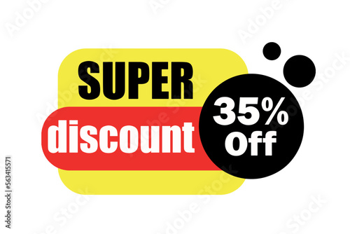 Super Discount 35% Off. Advertising for stores and retail in general. Colorful and modern art.