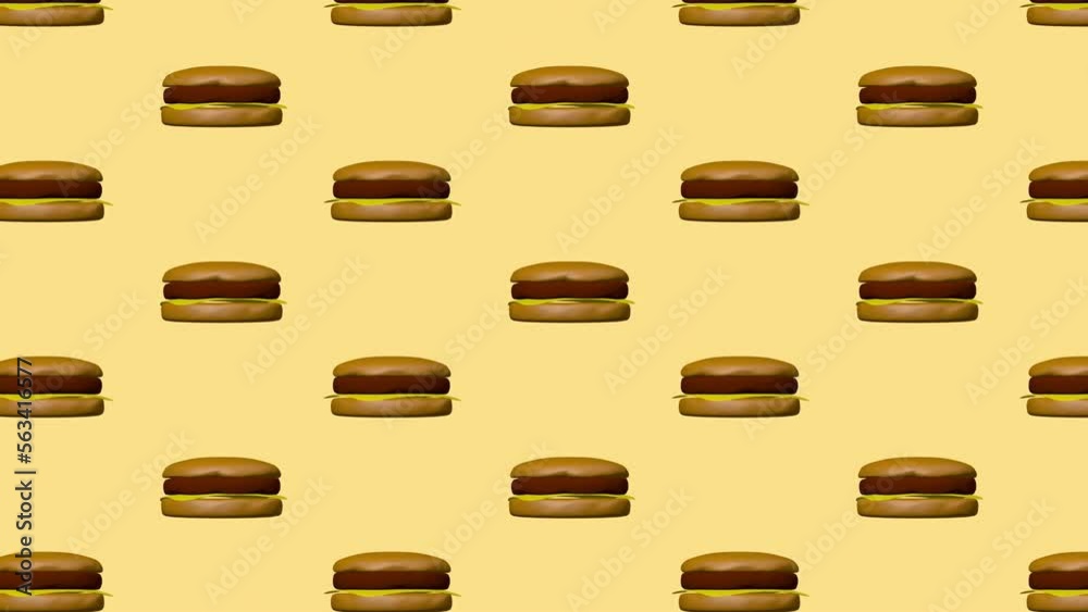 Looping repeating animated background with abstract burgers. Seamless ...