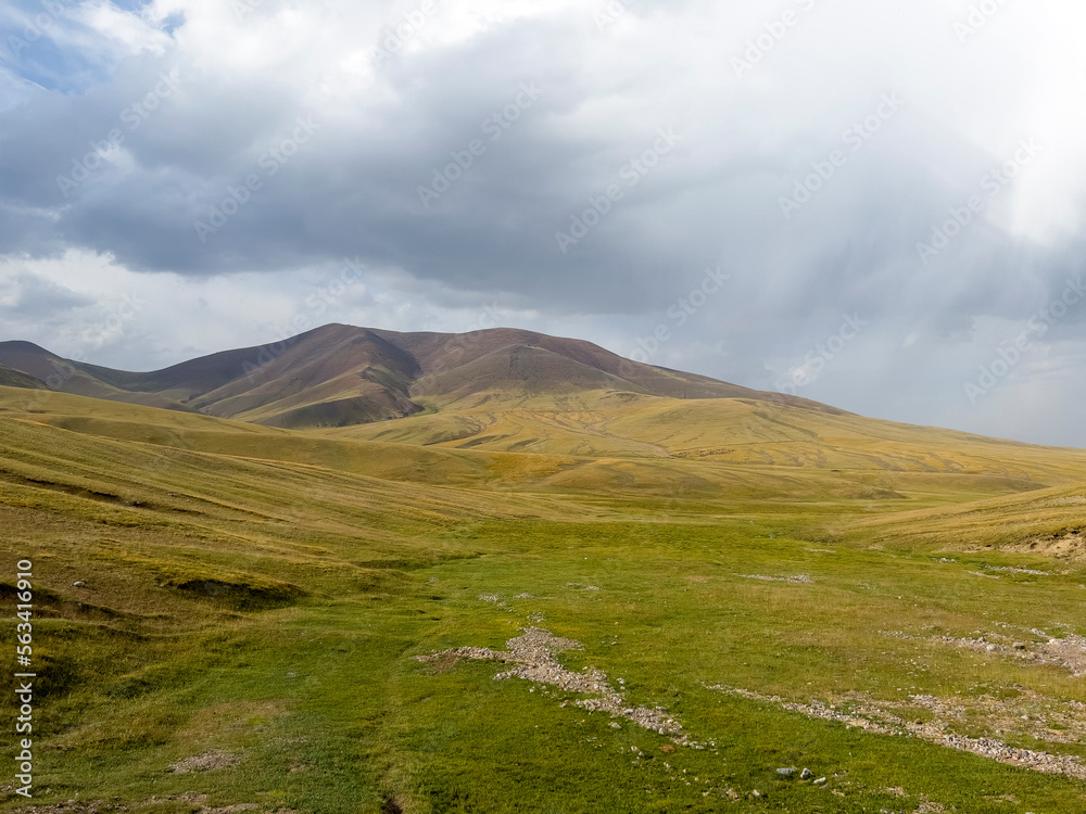 The green mountains of Kyrgyzstan.