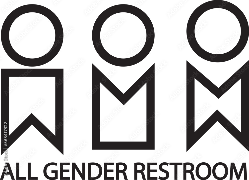 All Gender Restroom Vector Sign All Gender Bathrooms Woman Man Transgender Gender Neutral 