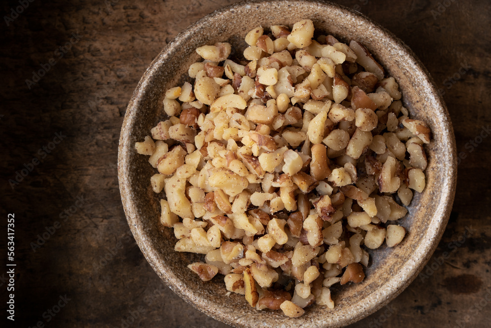 Chopped Walnuts in a Bowl