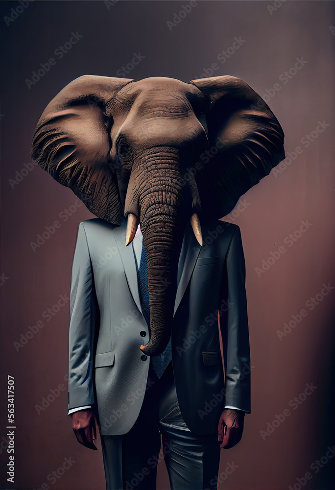 Elegant elephant in suit