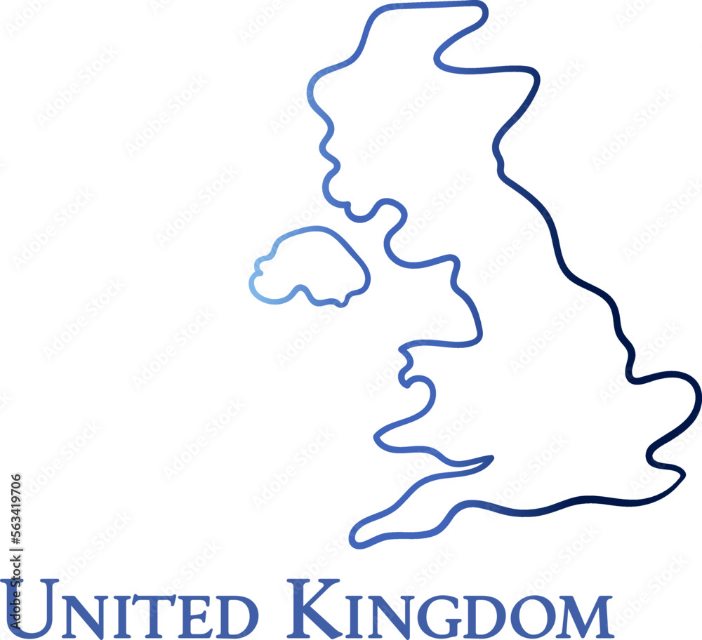The United Kingdom blue gradient creative isolated map