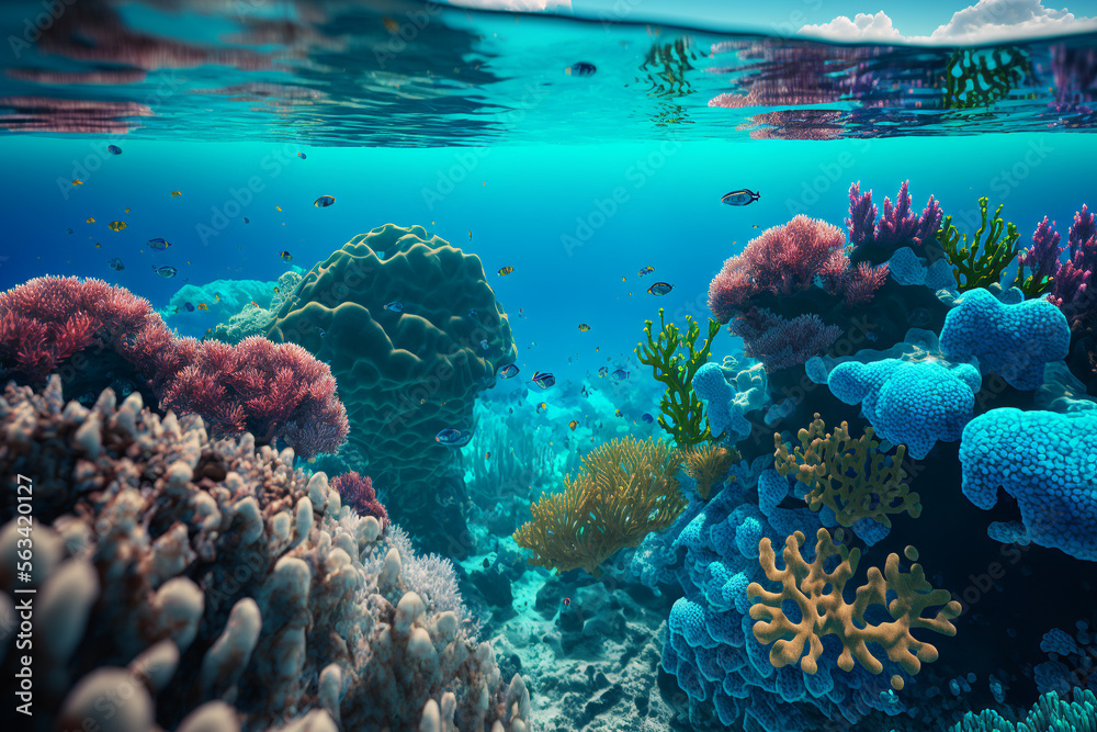 Naklejka premium Under the Sea Coral Kingdom Backdrop/Wallpaper
