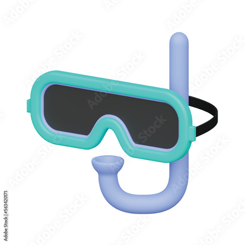 Snorkel 3d realistic render vector icon set.