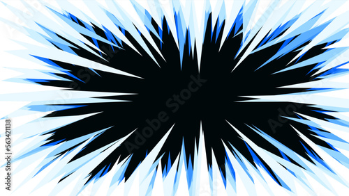 The concept of an ice hole on a black background. Stock vector illustration with blue sharp strokes around the edge. Winter frosty frame with icicles.