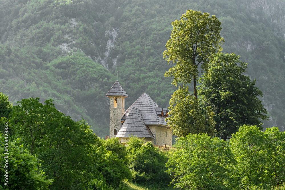 Christian Church in the village of Theth in Prokletije Mountains, Albania.