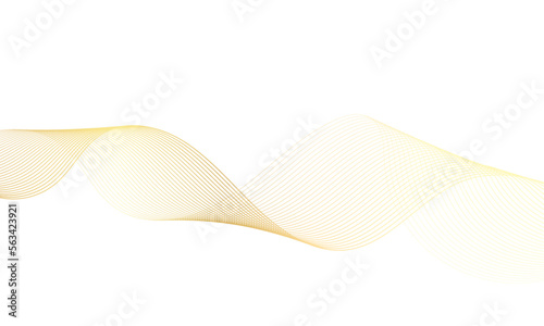 Abstract gold gradient wave element for design. Digital frequency track equalizer. Stylized line art background. Vector illustration. Wave with lines created using blend tool. Curved wavy line.