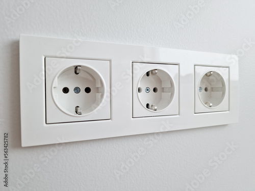 Mains outlet installed in the wall