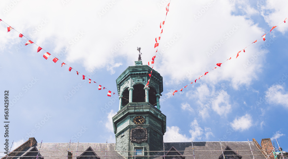 Facade of Mons Town Hall. Grand-Place de Mons, Belgium