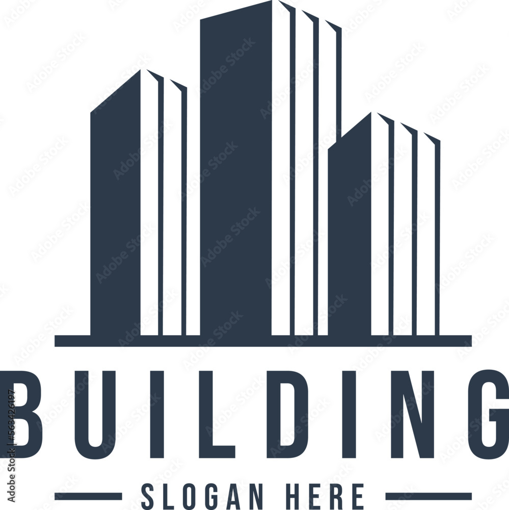 Obraz premium Geometrical Real estate minimal logo design. Modern minimal Building symbol. 