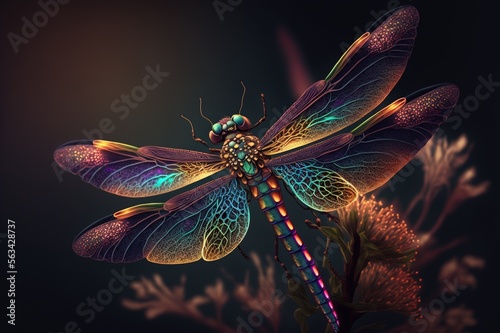 Dragonfly Fantasy Raster Image Colorful Fantastical - Generative AI 