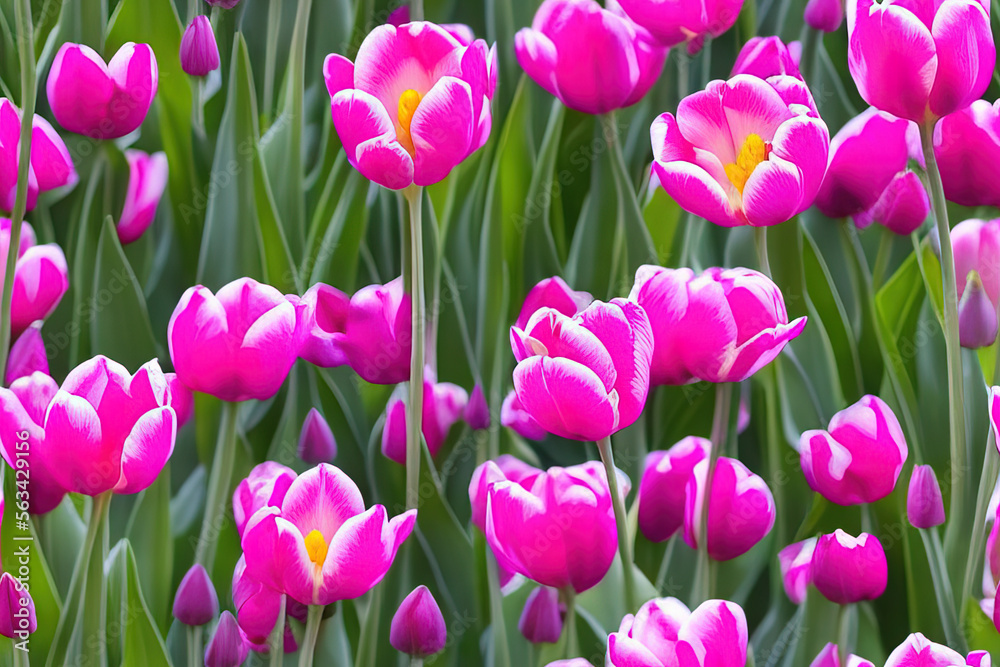 Colorful Dutch Tulips Seamless Background