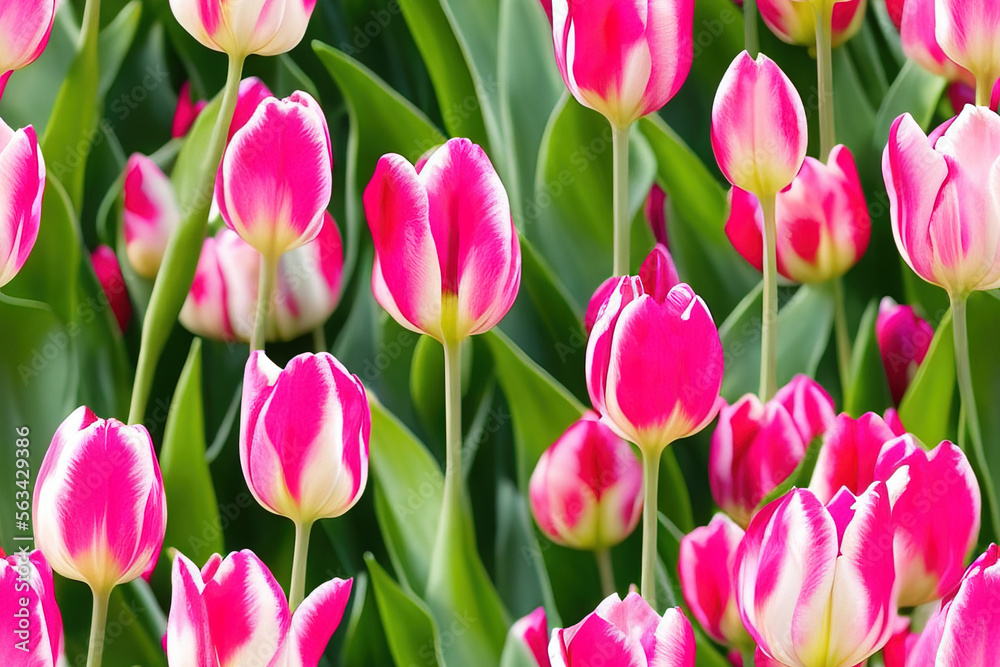 Colorful Dutch Tulips Seamless Background Colorful Dutch Tulips Seamless Background